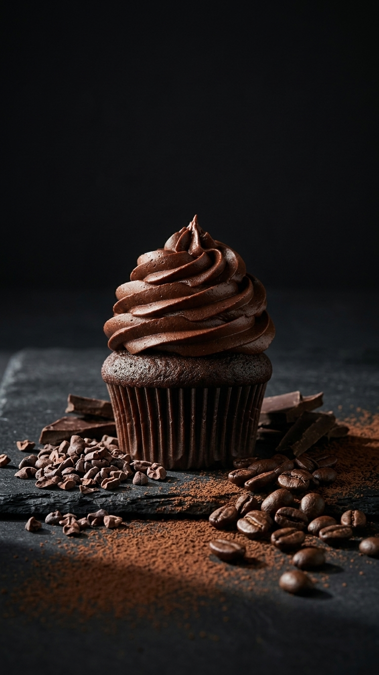 Chocolate Cupcake with coffee beans